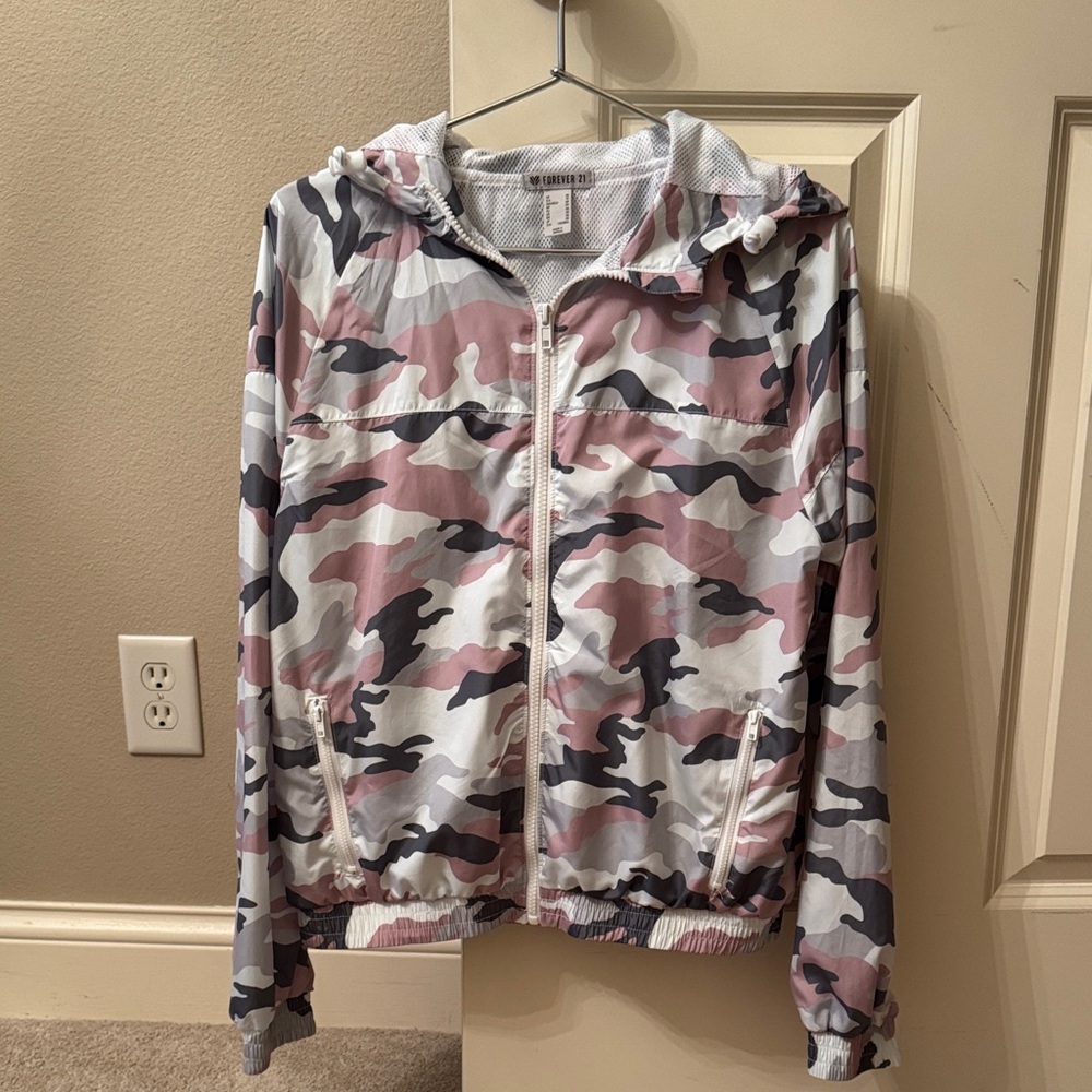 Forever 21 Camouflage Jacket - Pink, Gray, Black